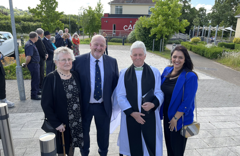 Monmouthshire County Councillor Maureen Powell, Monmouth MS Peter Fox, County Councillor and Reverend Malcolm Lane, and South East Wales MS Natasha Asghar.